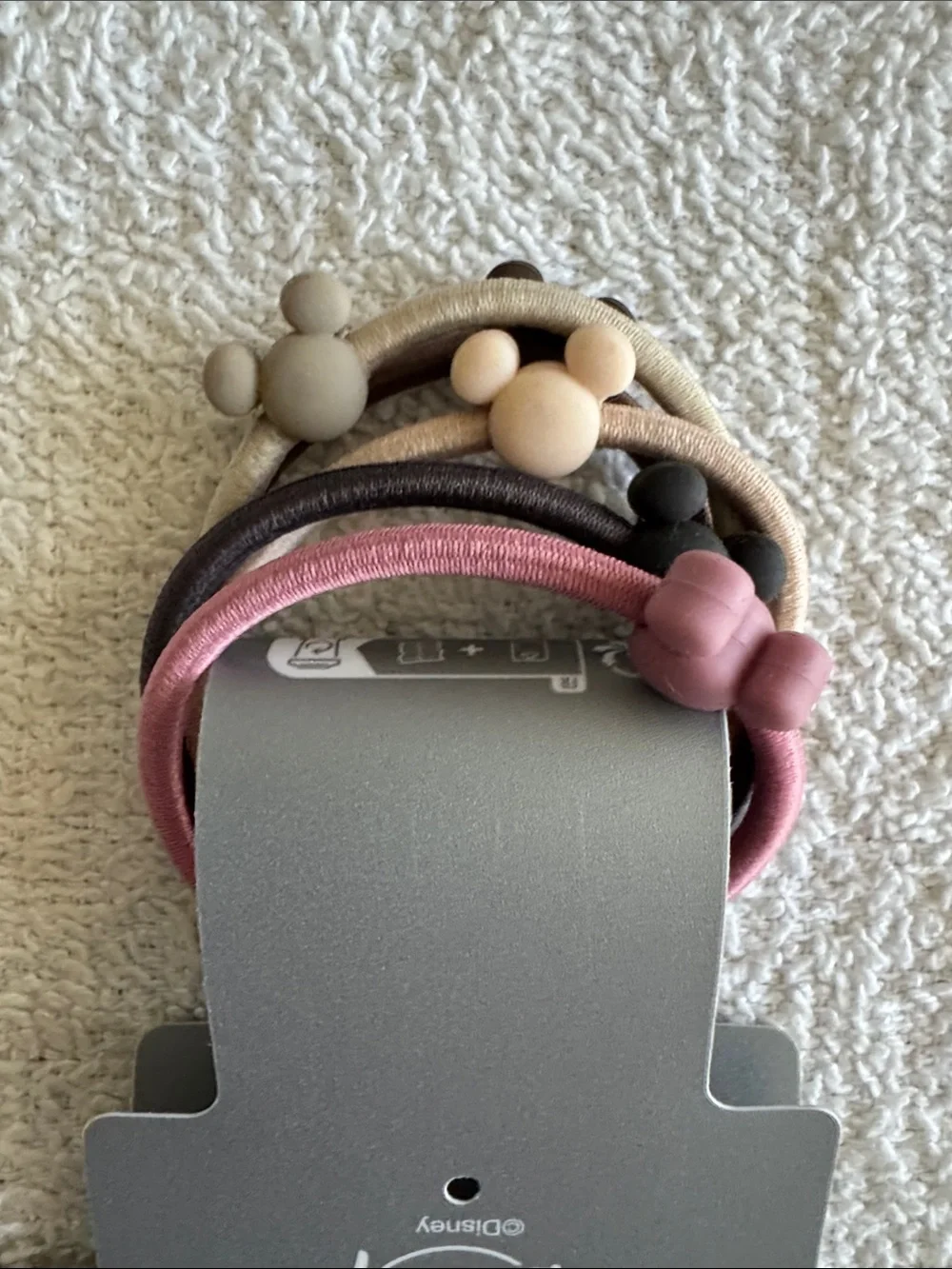 Disney Mickey & Minnie Hair Tie Set - Pink, Black, Brown, Tan